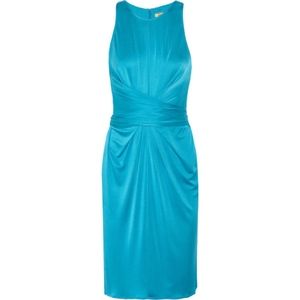 ISSA turquoise silk jersey dress